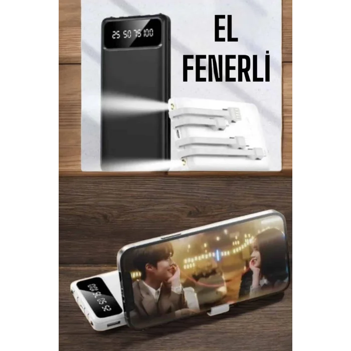 BUĞZ 20.000 Mah Led Işıklı LCD Ekran USB Girişli Type-C Lightning Powerbank - BUĞZ