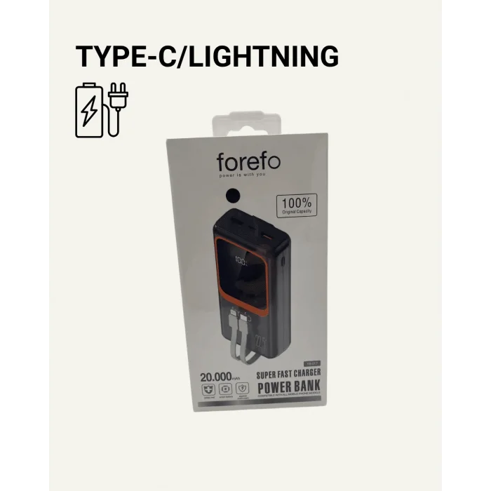 BUĞZ 20000 mAh Powerbank | Çok Kablolu, Dijital Göstergeli, Yüksek Hızlı Şarj Cihazı - Lisinya