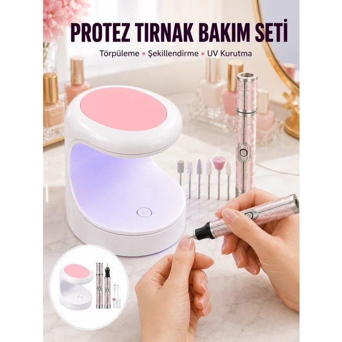 BUĞZ 20.000 RPM Tırnak Matkabı + Mini LED Oje Kurutma Cihazı Seti Yeni Nesil