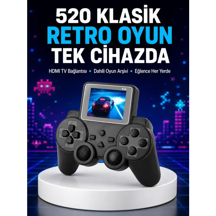 BUĞZ 2025 A Kalite S10 Gamepad 520 Oyunlu TV Bağlantılı Retro Atari Konsolu Yeni Nesil