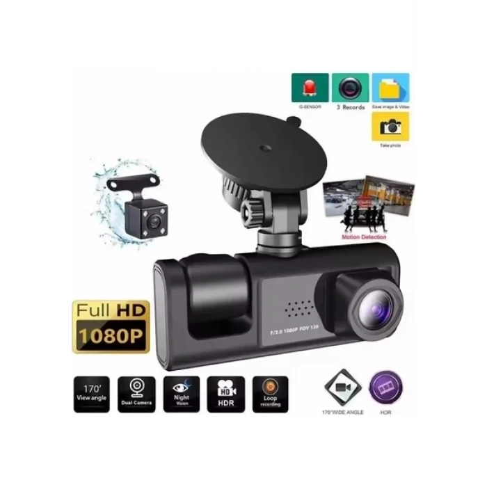 BUĞZ 2026 Yeni Nesil WiFi 3 Kameralı Araç İçi Kayıt Kamerası IPS Ekranlı Gece Görüşlü
