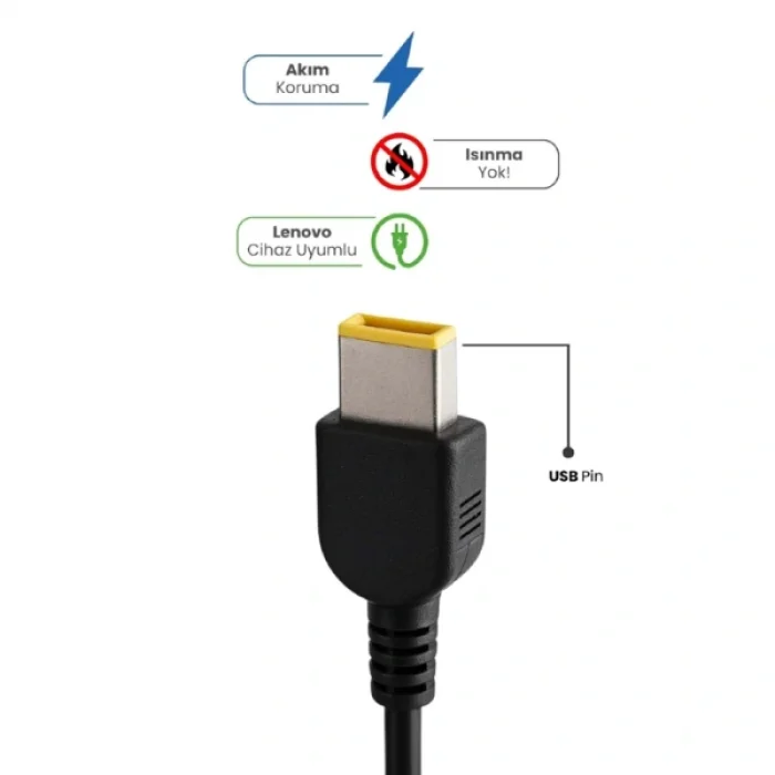 BUĞZ 20V 4.5A USB Pin 90W LENOVO İçin Laptop Adaptör