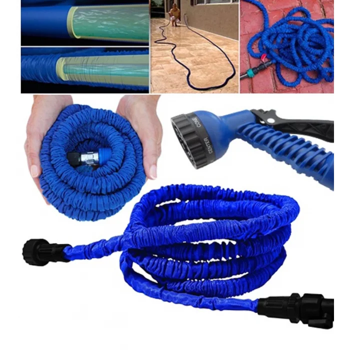 BUĞZ 22.5 Metre Uzayan Bahçe Sulama Araç Yıkama Hortumu 7 Kademeli Başlık