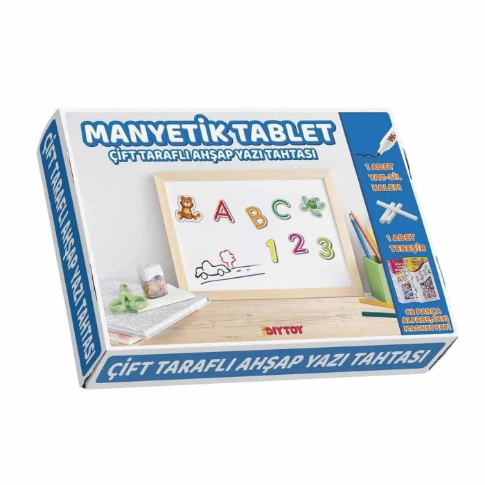  2250 Manyetik Çift Taraflı Tablet Ahşap Yazı Tahtası