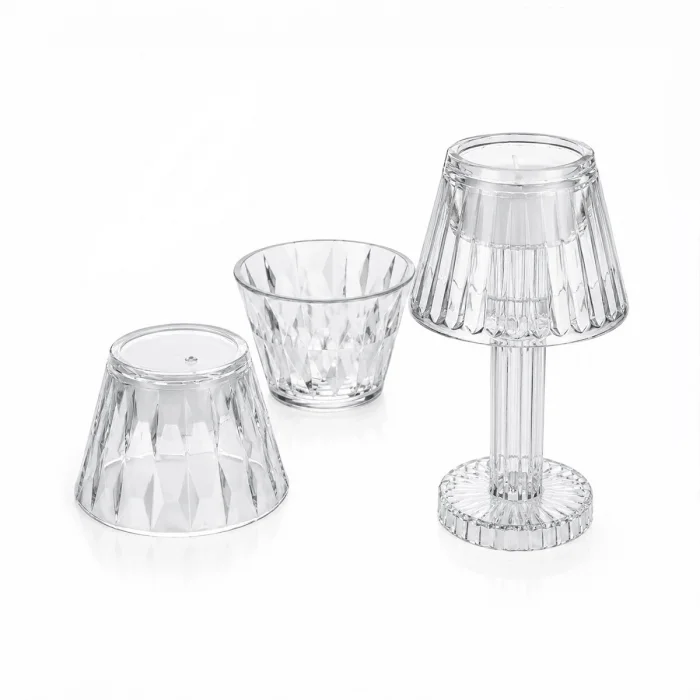 BUĞZ 24 Adet Kristal Damlalı Mumluk - Masa Lamba Abajur Mini Pilli Bx40