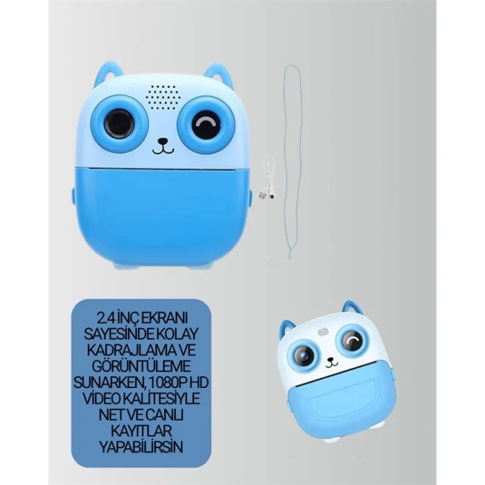  2.4” Ekranlı Mini Kamera – 1080p Kayıt + Mürekkepsiz Yazdırma