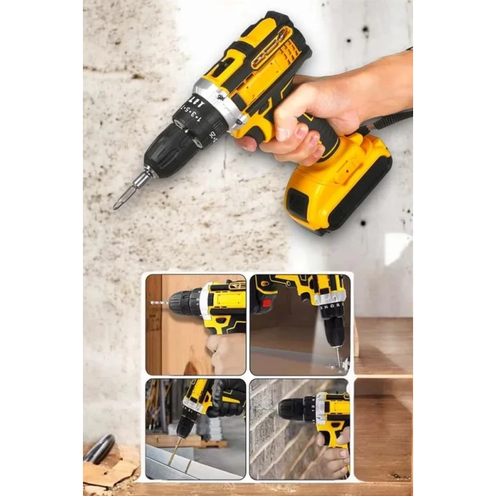 BUĞZ 24 Parça Çift Bataryalı Şarjlı Matkap Seti 24W Motor ve Otomatik Mil Kilitli Tasarım