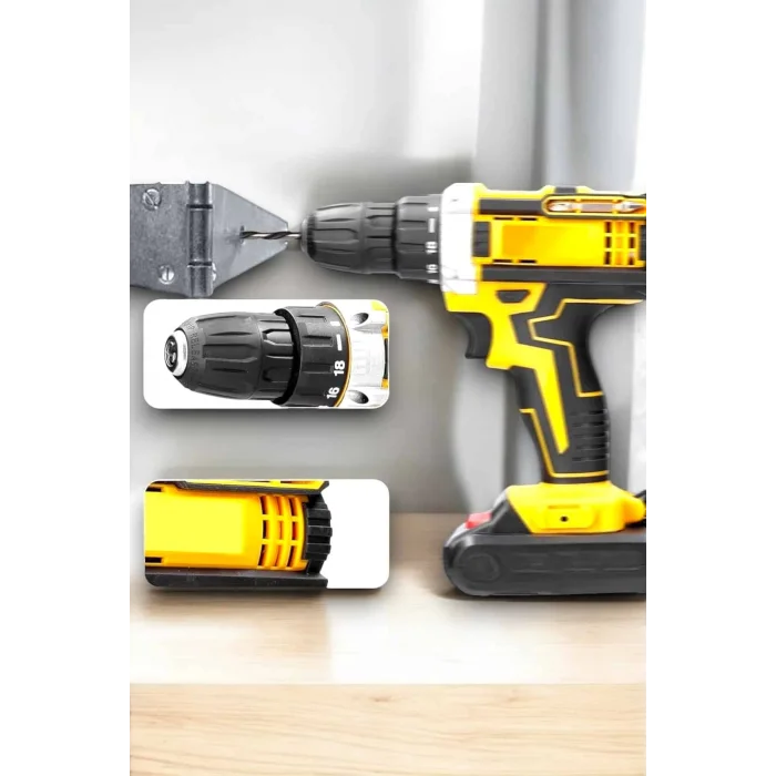 BUĞZ 24 Parça Çift Bataryalı Şarjlı Matkap Seti 24W Motor ve Otomatik Mil Kilitli Tasarım