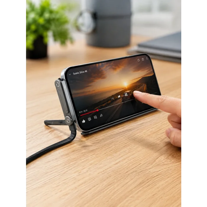 BUĞZ 240W Type-C Telefon Standlı Örgülü Şarj ve Data Kablosu
