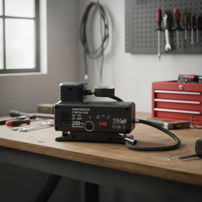 BUĞZ 250 PSI Oto Hava Kompresörü - 220V ve 12V Uyumlu Yol Yardım Lastik Şişirme Pompası