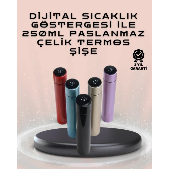 BUĞZ 250ml LED Ekranlı Paslanmaz Çelik Akıllı Termos