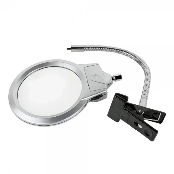 BUĞZ 2.5x130 Mm 5x24 Mm Led Aydınlatmalı Büyüteç,masa Üstü Metal Hortum Mandallımg15124c