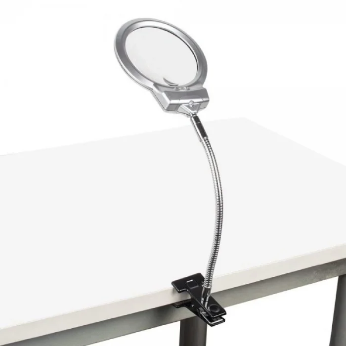 BUĞZ 2.5x130 Mm 5x24 Mm Led Aydınlatmalı Büyüteç,masa Üstü Metal Hortum Mandallımg15124c