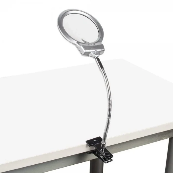 BUĞZ 2.5x130 Mm 5x24 Mm Led Aydınlatmalı Büyüteç,masa Üstü Metal Hortum Mandallımg15124c - BUĞZ