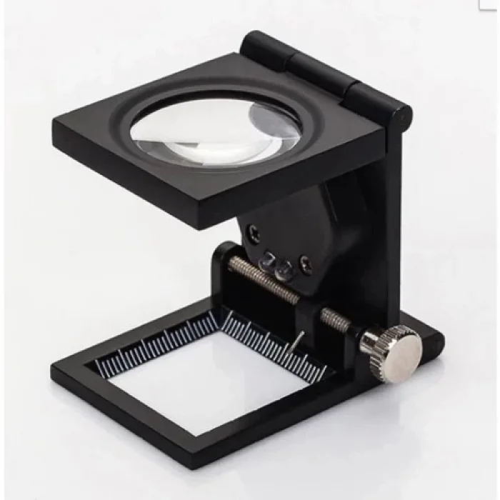 BUĞZ 28x28 Mm Katlanır Sayaçlı Metal Lüp, 2 Led Işıklı Büyüteç Tekstil Th9005a