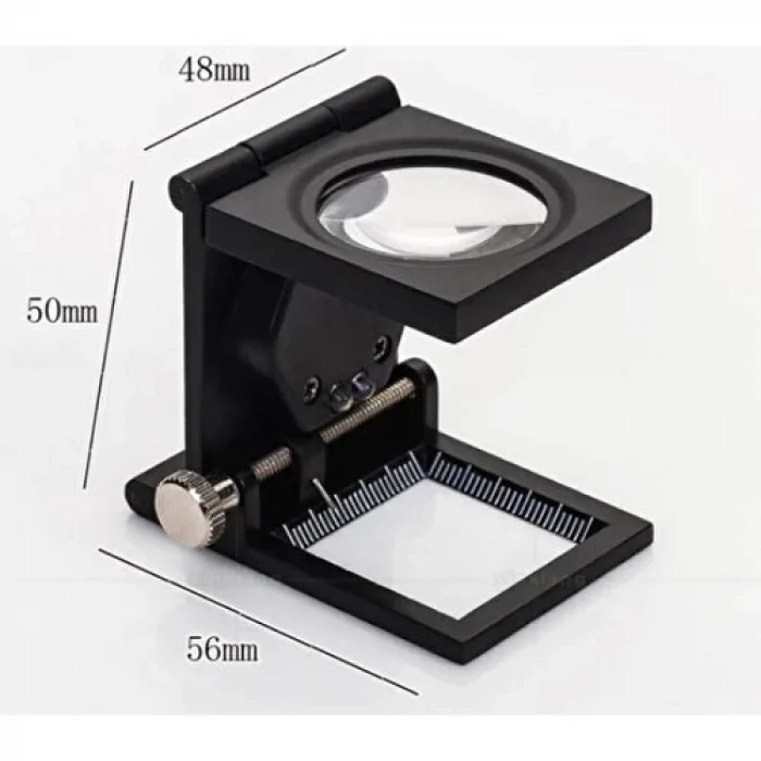 BUĞZ 28x28 Mm Katlanır Sayaçlı Metal Lüp, 2 Led Işıklı Büyüteç Tekstil Th9005a