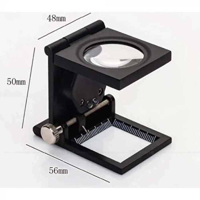 BUĞZ 28x28 Mm Katlanır Sayaçlı Metal Lüp, 2 Led Işıklı Büyüteç Tekstil Th9005a - BUĞZ