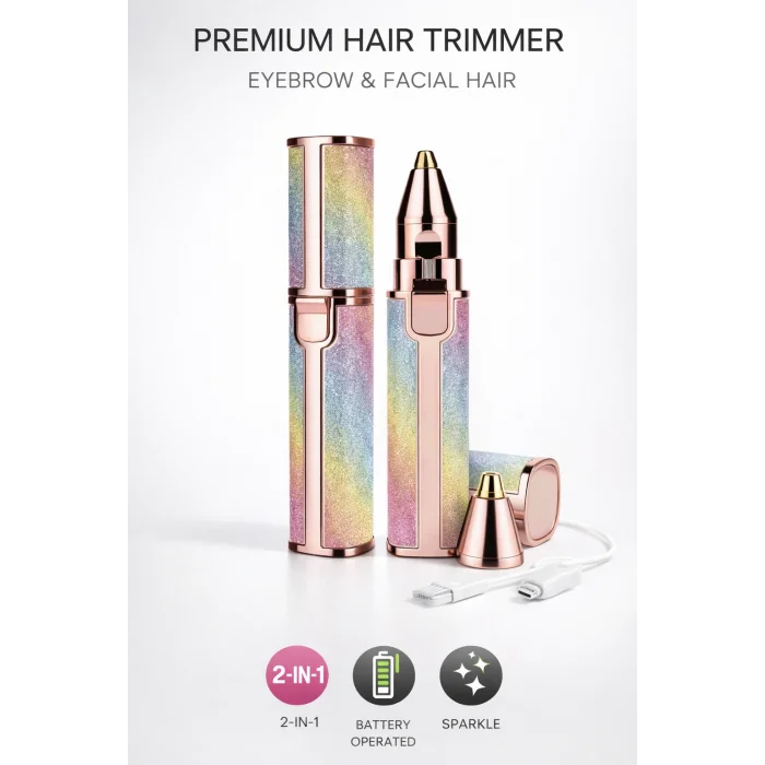 BUĞZ 2in1 USB Şarjlı Yüz ve Kaş Tüy Alıcı, Tahrişsiz Hassas Kesim ve Premium Simli Gövde