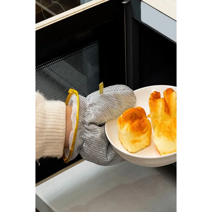 BUĞZ 2li Telli Bulaşık Eldiveni Su Geçirmez Kir Sökücü Tava Tencere Ovma Mutfak Banyo Temizlik Eldiveni