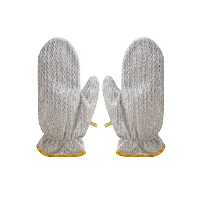 BUĞZ 2li Telli Bulaşık Eldiveni Su Geçirmez Kir Sökücü Tava Tencere Ovma Mutfak Banyo Temizlik Eldiveni