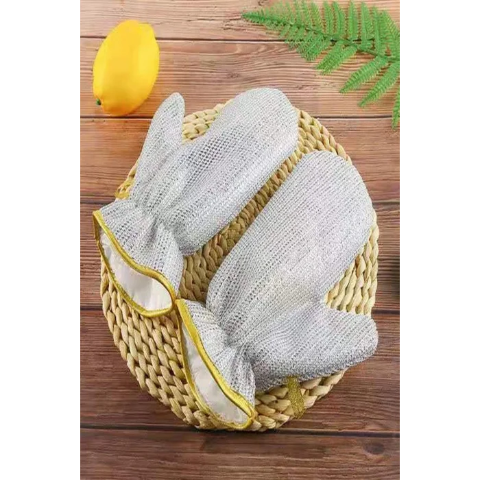 BUĞZ 2li Telli Bulaşık Eldiveni Su Geçirmez Kir Sökücü Tava Tencere Ovma Mutfak Banyo Temizlik Eldiveni