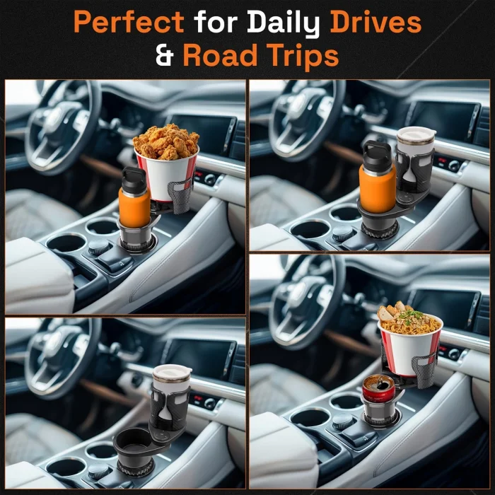 BUĞZ 2’si 1 Arada Ayarlanabilir Araç Bardak Tutucu, Genişleyebilir Üst Kısım 3”-6.2”, Şişe Adaptörü, Araba Organizatörü, Dayanıklı Taban, Ramblers Hydroflask Uyumlu, Modern Araç Düzenleyic