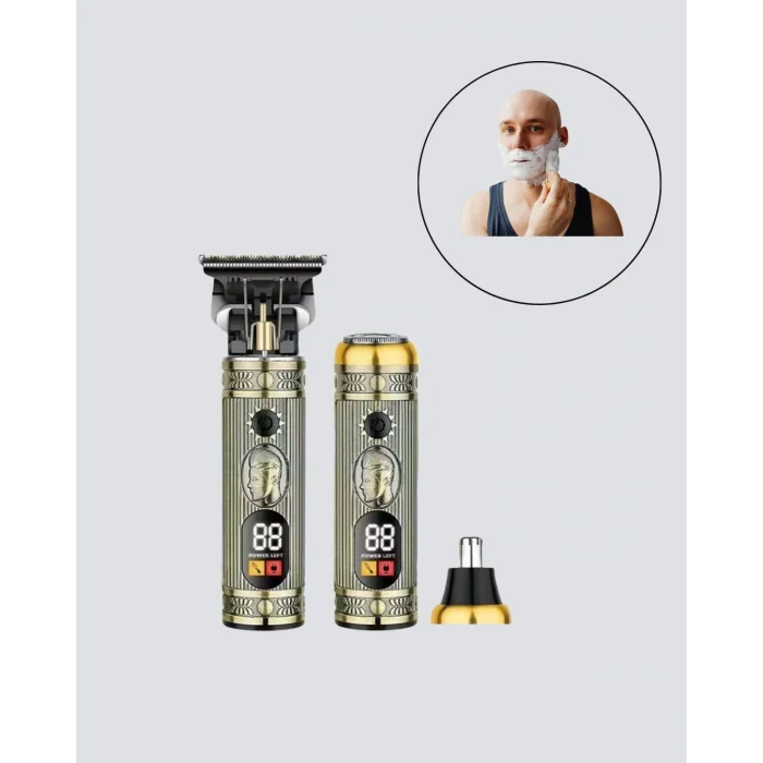 BUĞZ 2’si 1 Arada Saç ve Sakal Düzeltici Seti – T Bıçaklı, 8 Farklı Kılavuz Tarağı