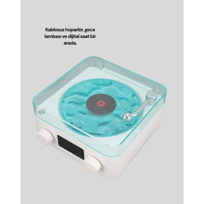 BUĞZ 3-1 Kablosuz Bluetooth Hoparlör – Gece Lambalı, Saatli, Retro Tasarım - BUĞZ