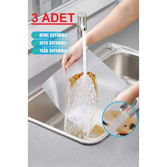  ( 3 ADET ) Çok Amaçlı Pratik Kaydırmaz 45 Cm X 3 Metre Raf Örtüsü (Mutfak-Dolap içi-Buzdolabı )