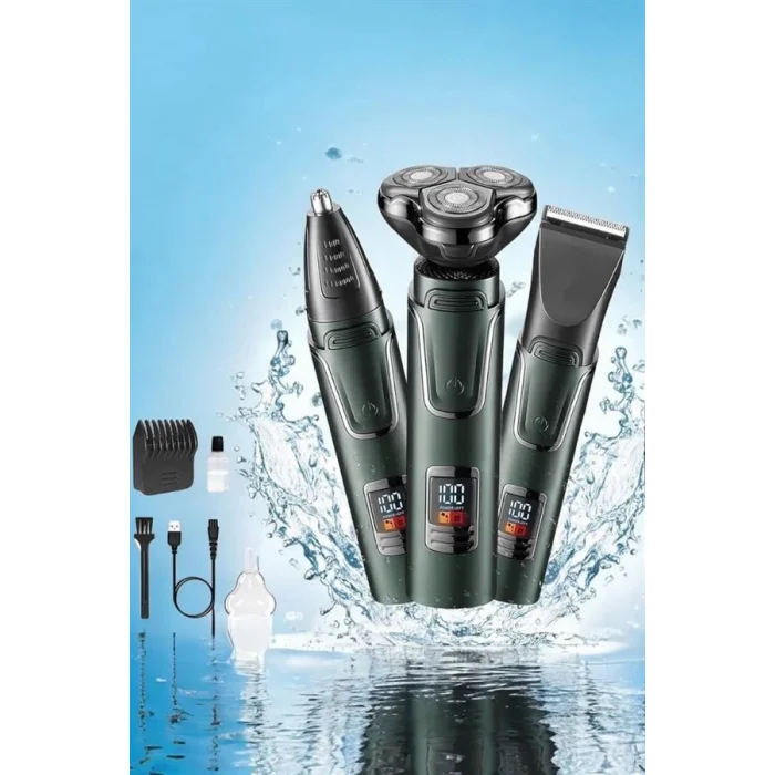  3 Başlıklı Profesyonel Saç ve Sakal Bakım Seti Vücut, Burun ve Kulak Tüy Alma