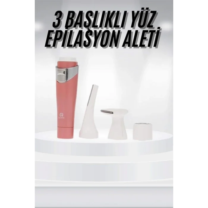  3 Başlıklı Yüz Kaş Epilasyon Aleti Değiştirilebilir Başlık Hassas Ciltlere Uygun