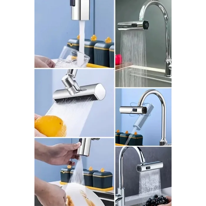 BUĞZ 3 Farklı Modlu Çok Amaçlı Musluk Adaptörü Evrensel Musluk Başlığı Şelale Musluk