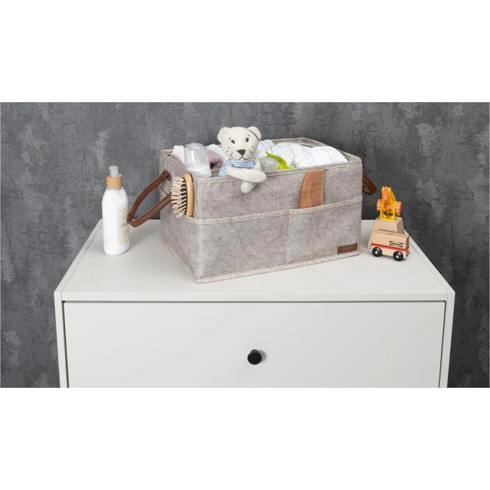 BUĞZ 3 Gözlü Deri Şeritli Çok Amaçlı Düzenleyici Organizer Kutu Keçe Sepet 03860 ( BUĞZ )