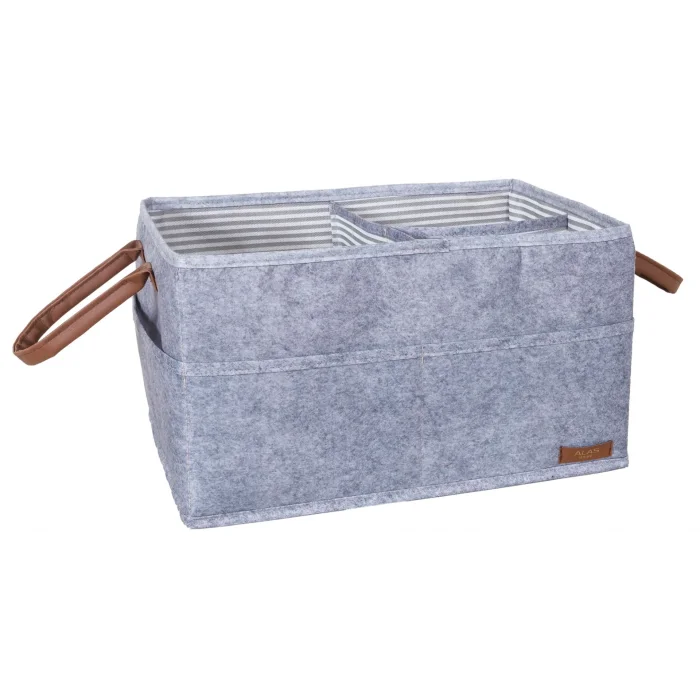 BUĞZ 3 Gözlü Deri Şeritli Çok Amaçlı Düzenleyici Organizer Kutu Keçe Sepet 03860 ( BUĞZ )