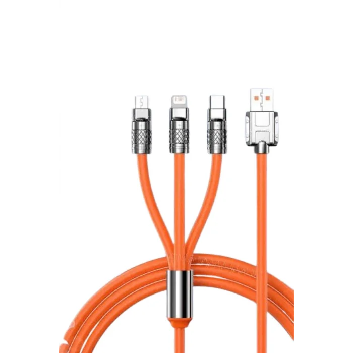 BUĞZ 3 İn 1 Süper Hızlı Şarj Kablosu Android ve İOS Uyumlu Silikon Şarj Kablosu - BUĞZ