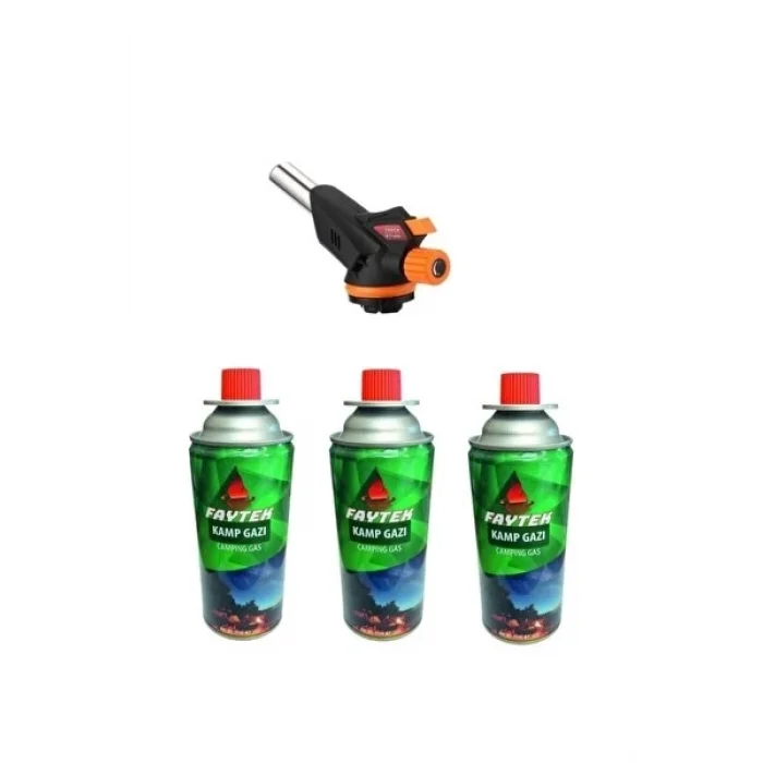 BUĞZ 3 Kartuşlu Çakmak Pürmüz Seti - Turbo Tourch Kamp Piknik Pürmüz Seti