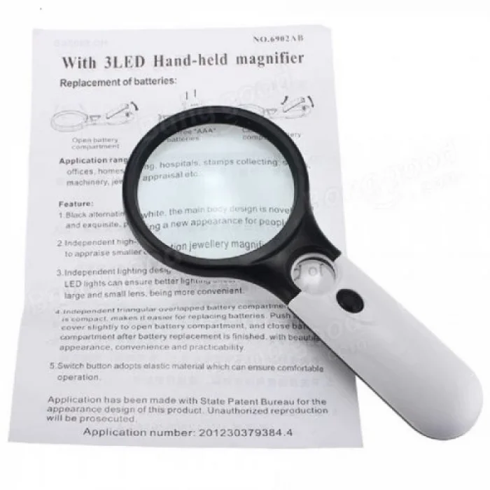 BUĞZ 3 Led Işıklı 3x75 Mm 45x22 Mm  El Büyüteç - BUĞZ