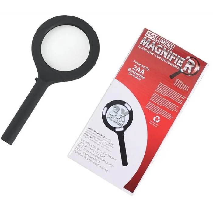 BUĞZ 3 Ledli Işıklı El Büyüteci 250 Lümen Beyaz Işık Büyüteç 3x Zoom Tamirci Büyüteç Wt374 - BUĞZ