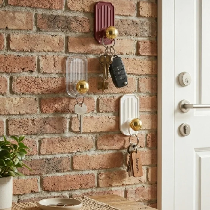 BUĞZ 3lü Gold Top Uçlu Yapışkanlı Plastik Askı