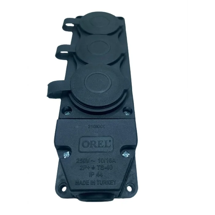  3 Lü Kauçuk Grup Priz Monofaze 1X16A 220 V