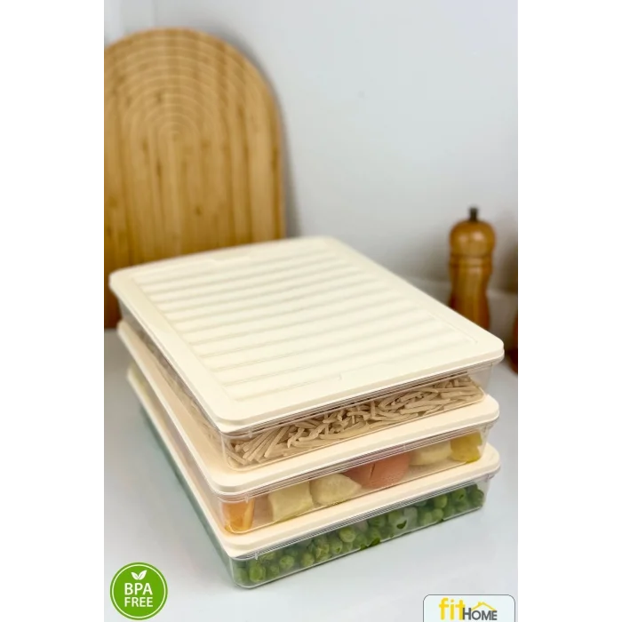  3lü Set Buzluk Buzdolabı Difriz Organizeri Mikrodalgaya Uygun Hava Almaz Saklama Kabı