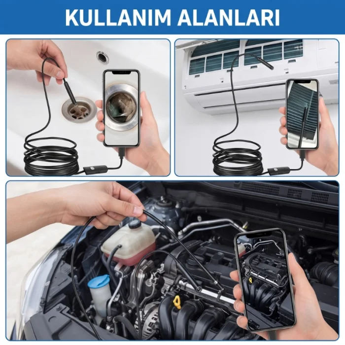 BUĞZ 3 Metre Yılan Kamera - Android Destekli - LED Işıklı - IP67 Su Geçirmez
