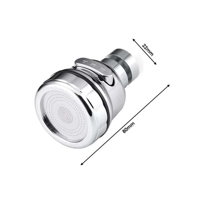 BUĞZ 3 Modlu 360 Derece Döner Krom Musluk Başlığı Su Tasarruflu Mutfak Çeşme Evye ve Lavabo Batarya Ucu