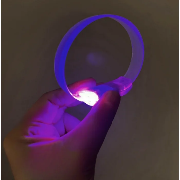 BUĞZ 3 Modlu Pilli LED Işıklı Esnek Parti Bilekliği Mor