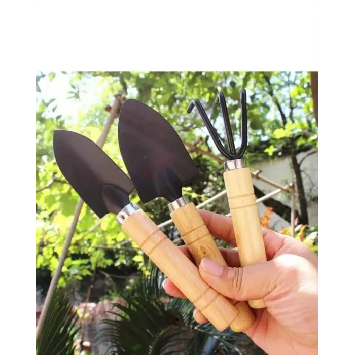 BUĞZ 3 Parça Bitki Hobi Seti - Bahçe Saksı Sukulent  Bakım Çapa-Tırmık-Kürek