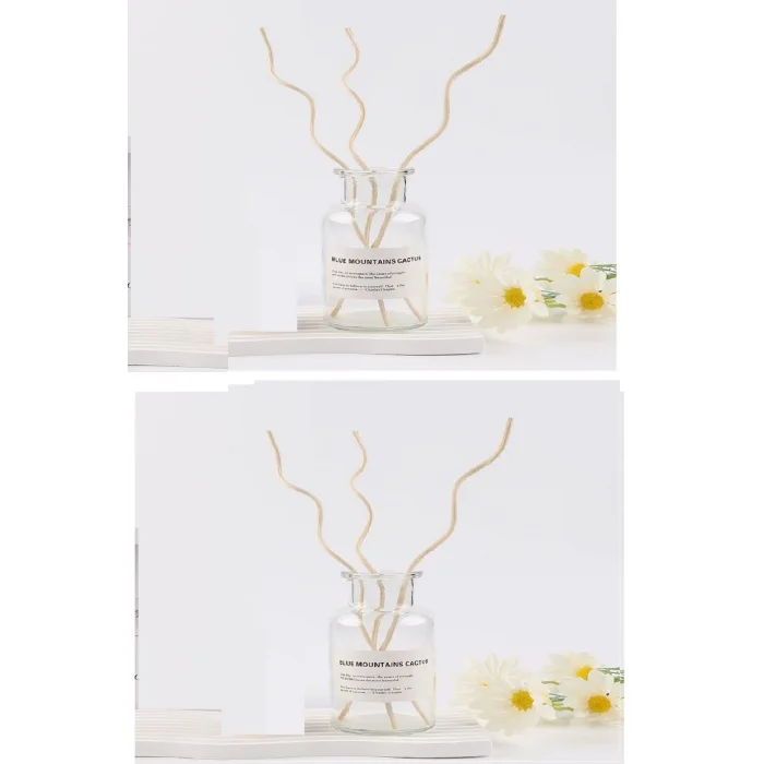BUĞZ 3 Tek Adet 3 Model Aromaterapi Koku Dağıtıcı Rattan Şişe Ahşap Difüzör Çubuk (Spiral-Yaprak-Dalgalı)