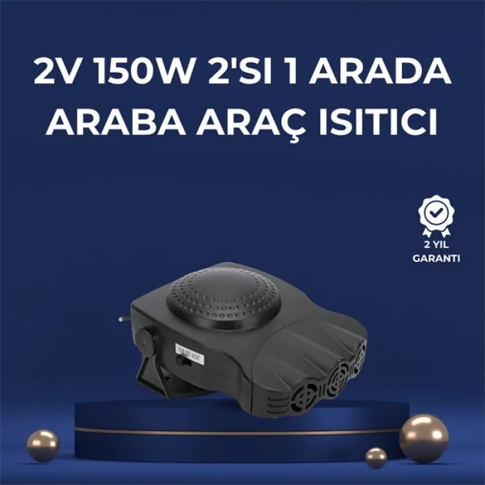  3ü 1 Arada Araç İçi Isıtıcı Fan | 12V Prizli, Buz Çözücü, Temiz Hava ve Hızlı Isıtma Özellikli