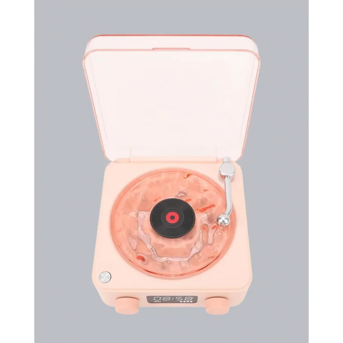 BUĞZ 3-ü-1 Gece Işığı Bluetooth Hoparlör ve Dijital Saat Vintage Plak Çalar Tasarımlı