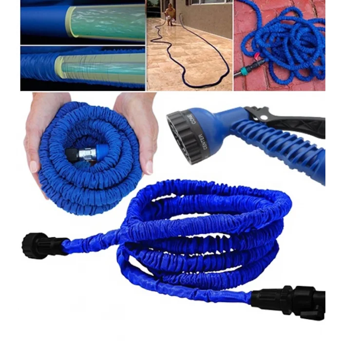 BUĞZ 30 Metre Uzayan Bahçe Sulama Araç Yıkama Hortumu 7 Kademeli Başlık