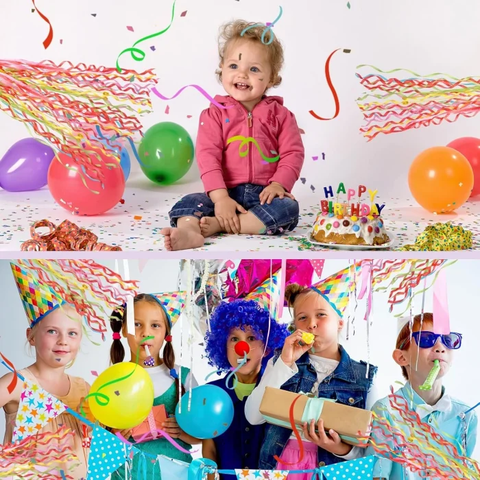 BUĞZ 30 Şeritli Renkli Elle Atılan Konfeti – 5 Metre Uzayan Şerit Konfeti 1 Adet